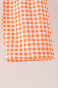 Pumpkin embroidery gingham pants set