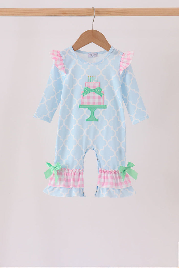 Birthday cake appilque ruffle romper
