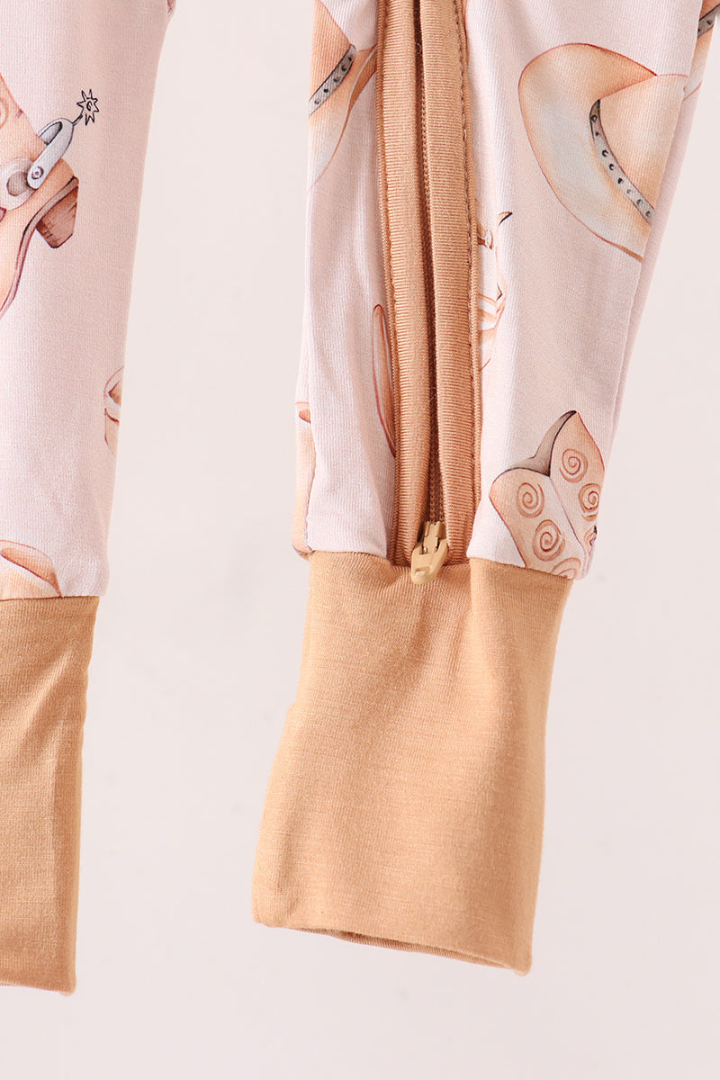 Western boots bamboo zipper romper