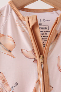 Western boots bamboo zipper romper