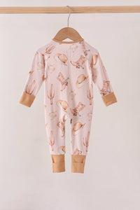 Western boots bamboo zipper romper