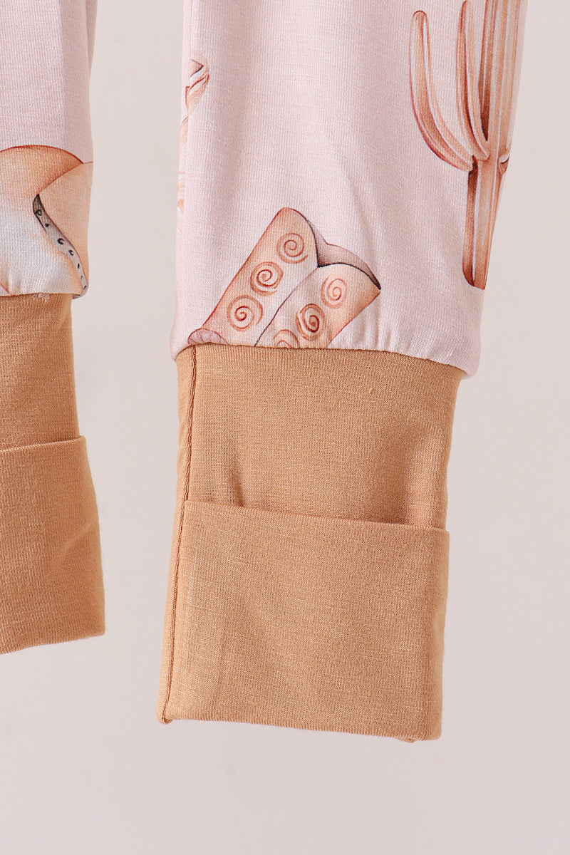 Western boots bamboo zipper romper