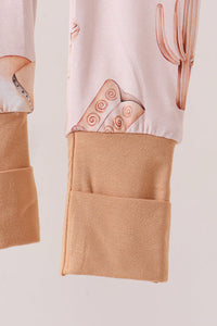 Western boots bamboo zipper romper