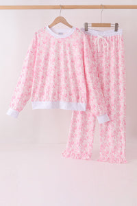 Pink floral print mom&me pants set