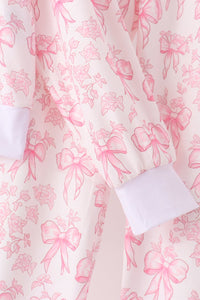 Pink bow floral print mom&me pants set