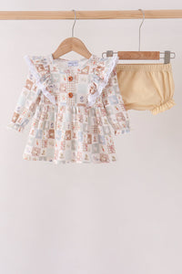 Farm checkered ruffle bloomer set