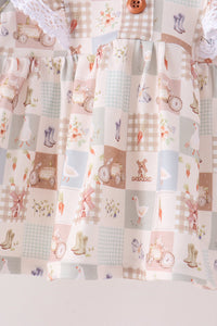 Farm checkered ruffle bloomer set