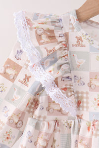 Farm checkered ruffle bloomer set