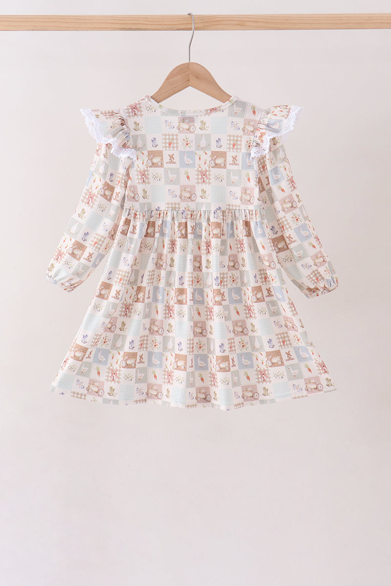 Farm checkered ruffle dress