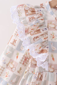 Farm checkered ruffle pants set