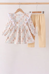 Farm checkered ruffle pants set