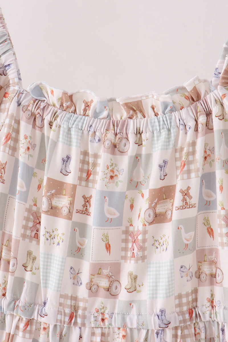 Farm checkered tiered mom dress