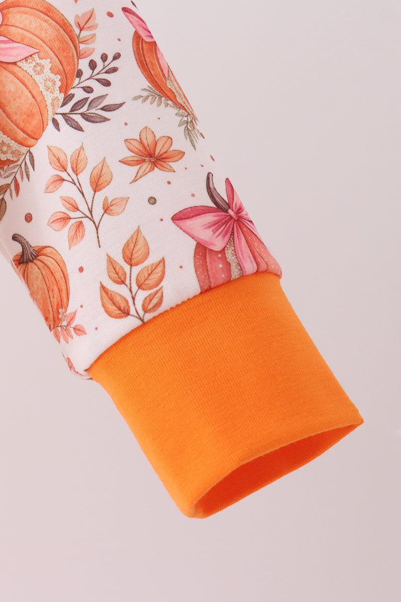 Pumpkin Print Ruffle Romper