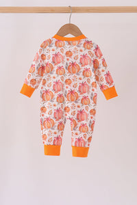 Pumpkin Print Ruffle Romper