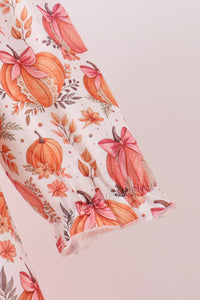 Pumpkin Print Ruffle Dress