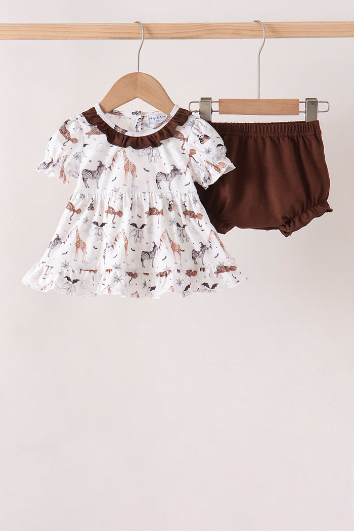 Zoo animal ruffle bloomer set