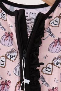 Spooky embroidery bamboo ruffle romper