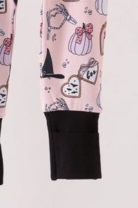Spooky embroidery bamboo ruffle romper