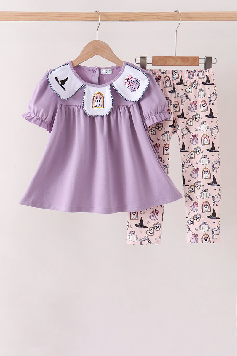 Spooky embroidery pants set