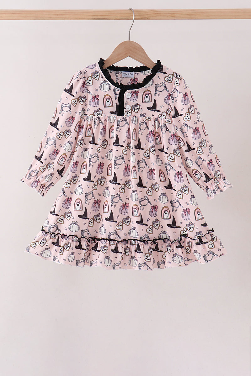 Spooky print ruffle dress