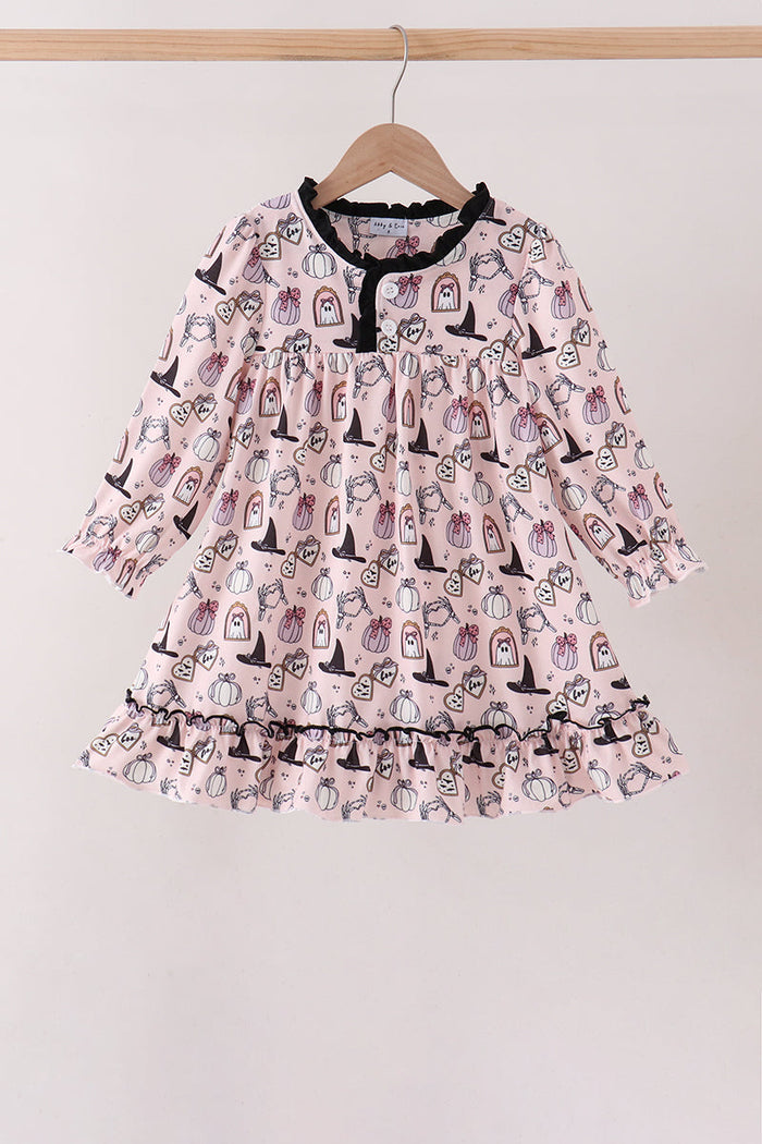 Spooky print ruffle dress