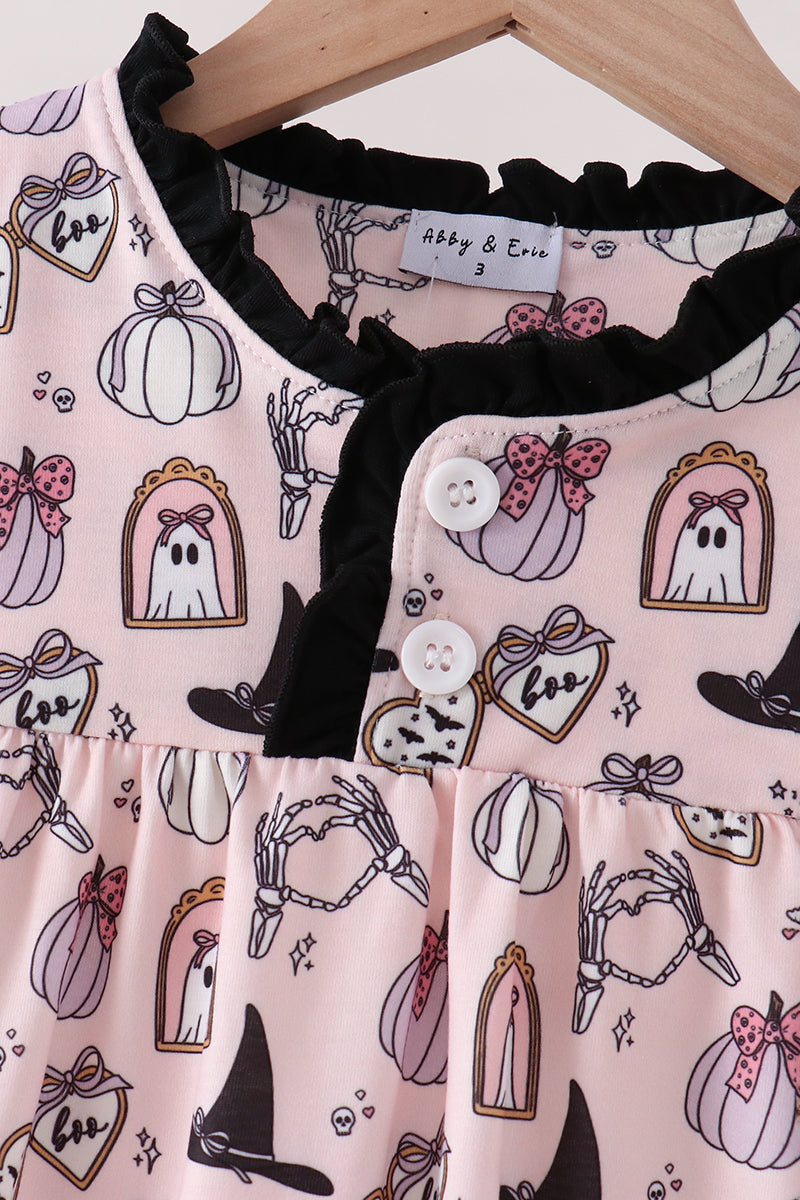 Spooky print ruffle dress