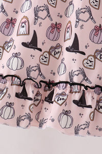 Spooky print ruffle dress