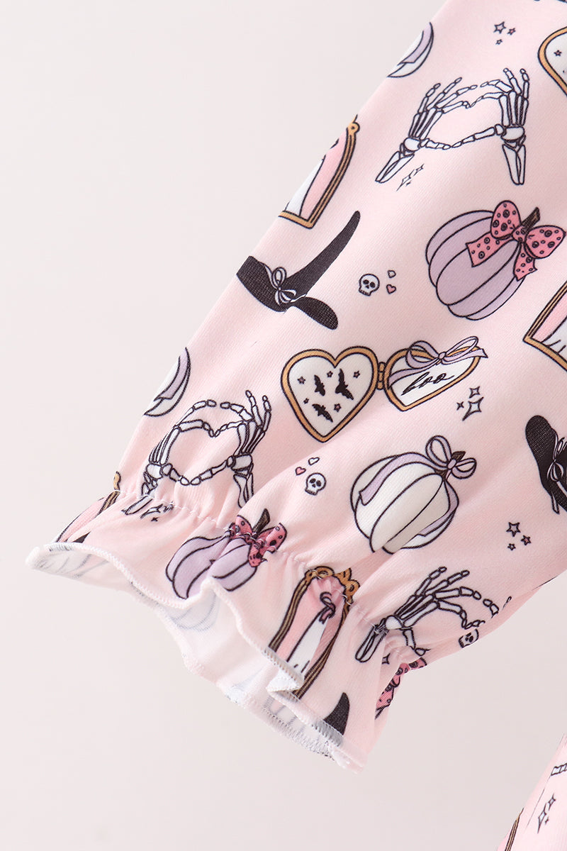 Spooky print ruffle dress