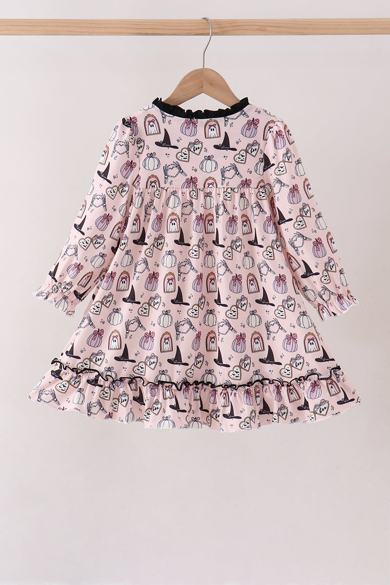 Spooky print ruffle dress