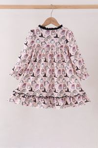 Spooky print ruffle dress