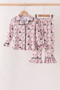 Spooky print bamboo pajama set