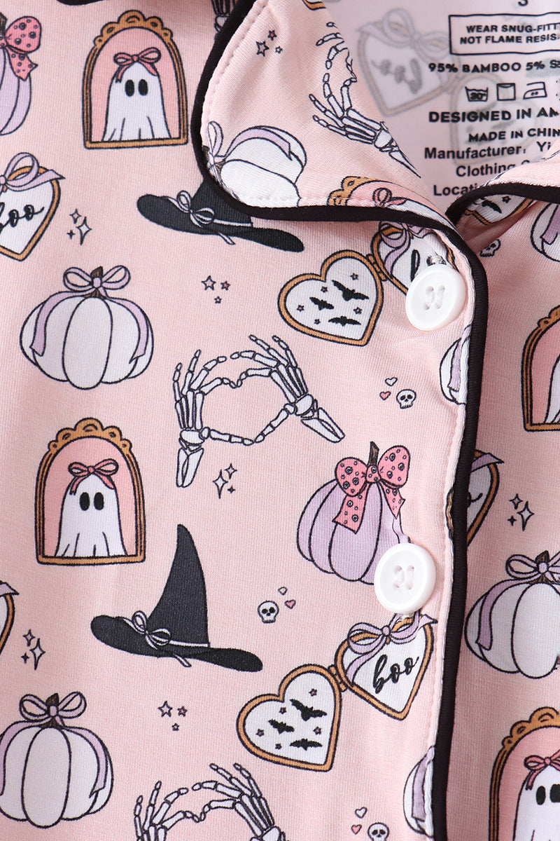 Spooky print bamboo pajama set