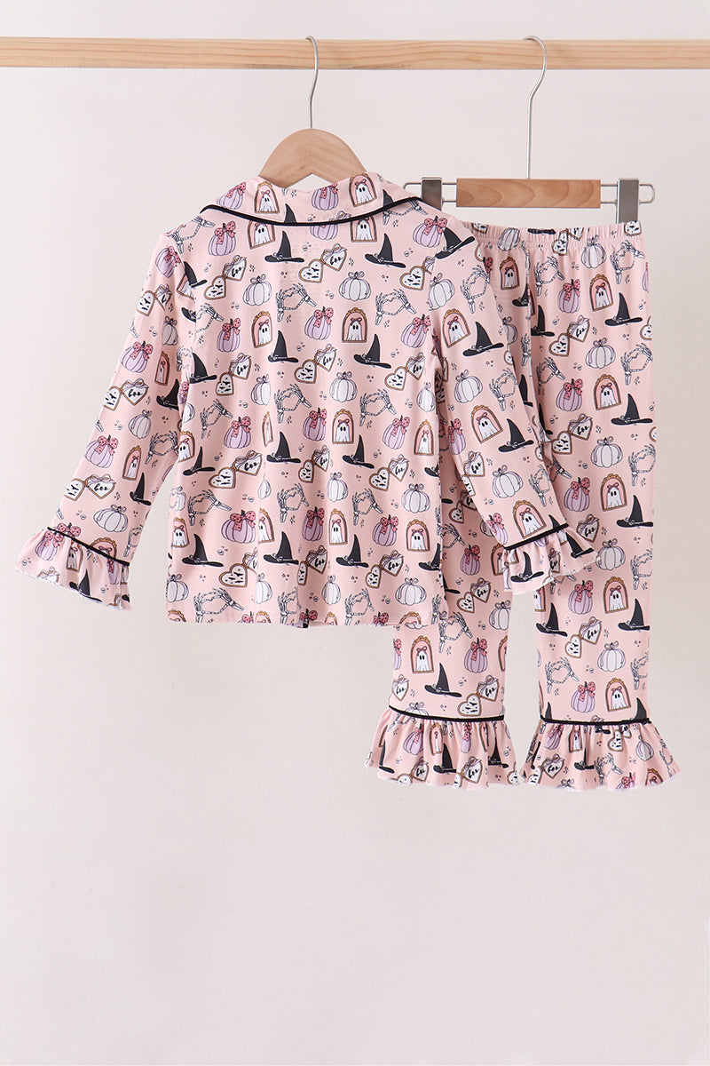 Spooky print bamboo pajama set