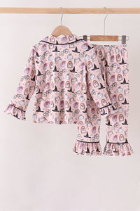 Spooky print bamboo pajama set
