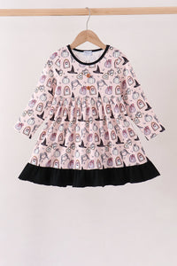 Spooky print ruffle dress