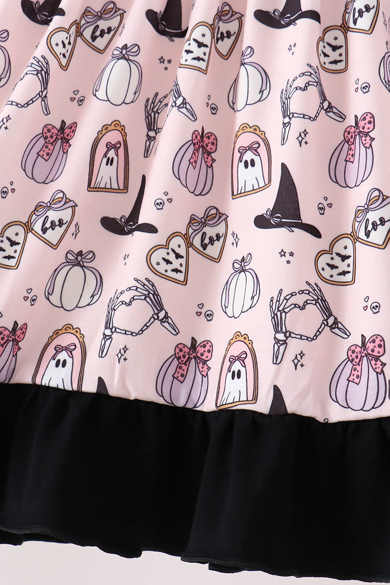 Spooky print ruffle dress