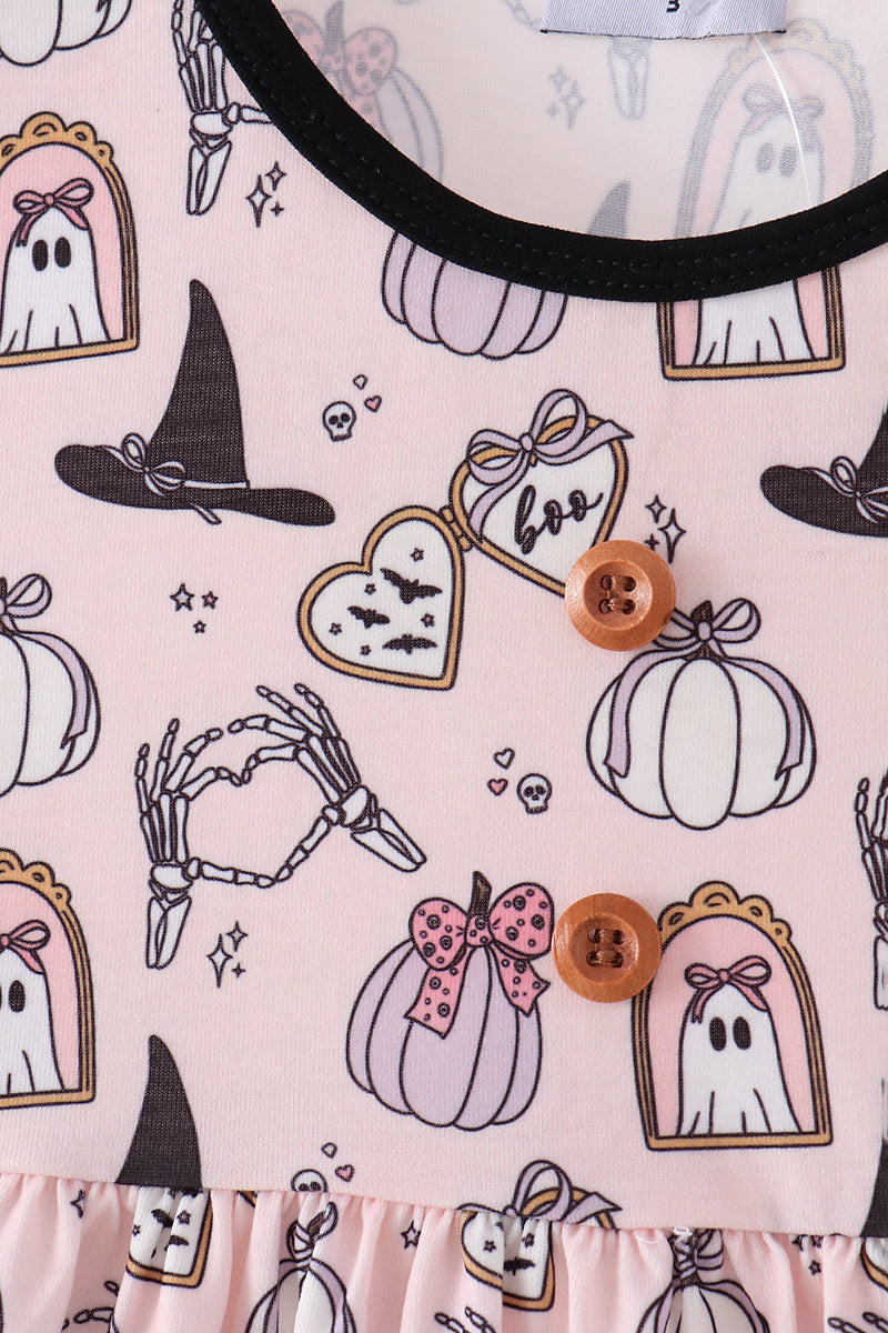 Spooky print ruffle dress