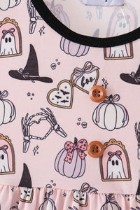 Spooky print ruffle dress