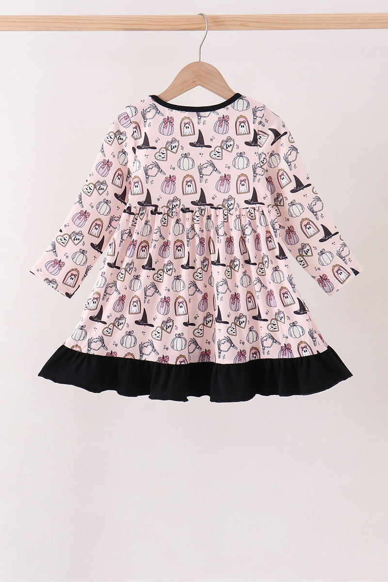 Spooky print ruffle dress