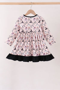 Spooky print ruffle dress