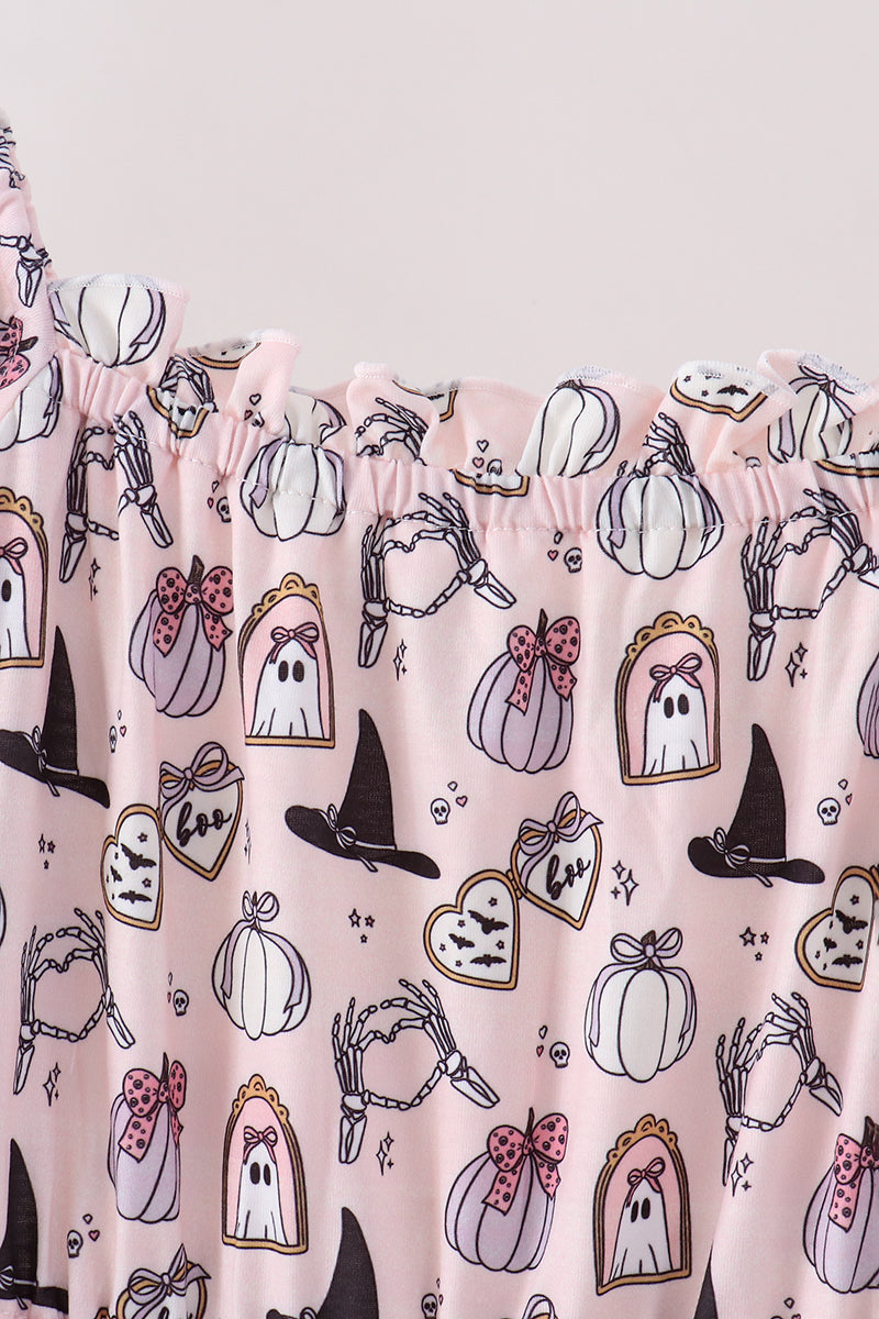 Spooky print ruffle tiered mom dress