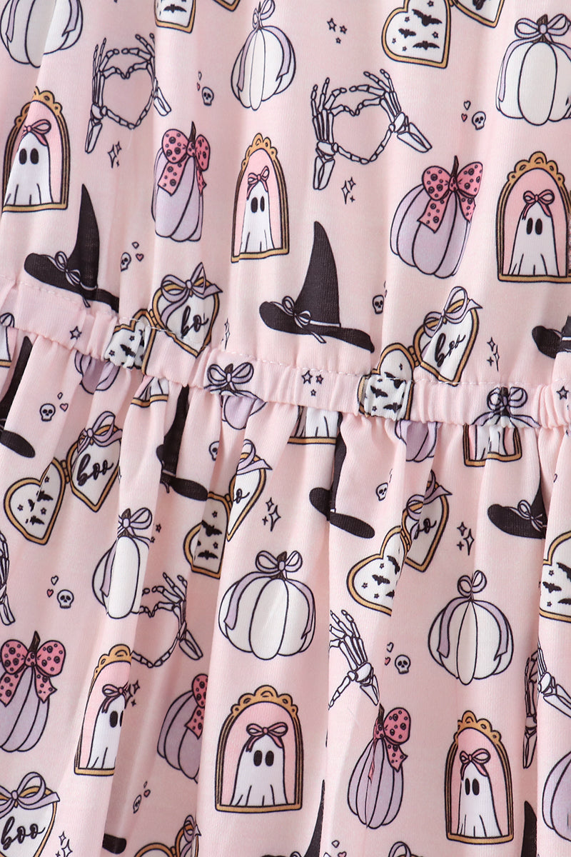 Spooky print ruffle tiered mom dress