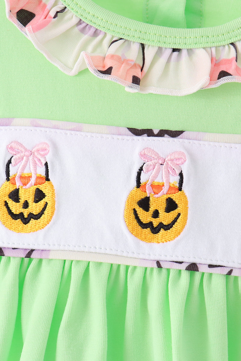 Jack-O-Lantern embroidery ruffle bloomer set