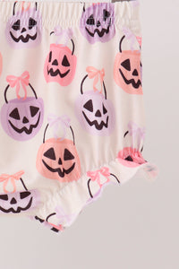 Jack-O-Lantern embroidery ruffle bloomer set