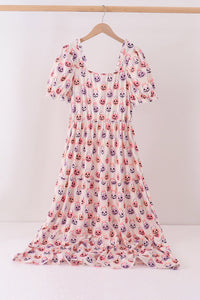 Jack-O-Lantern print tiered mom dress
