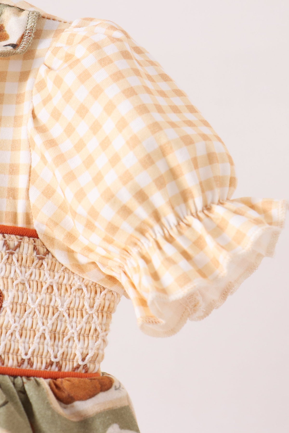 Pumpkin smocked ruffle bubble