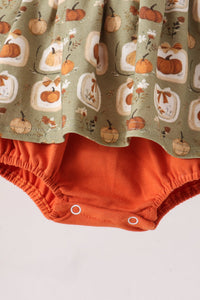 Pumpkin smocked ruffle bubble