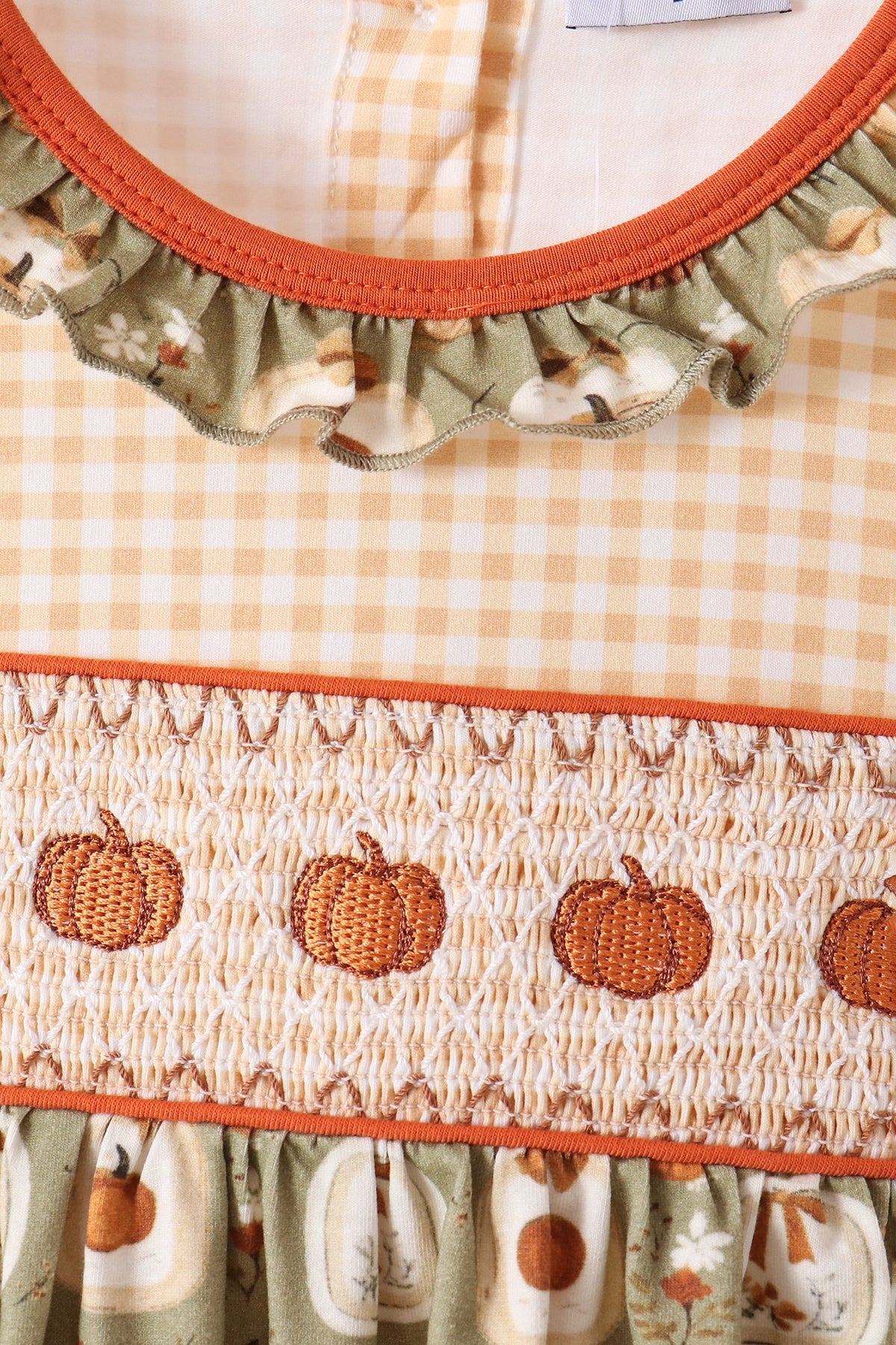 Pumpkin smocked ruffle pants set