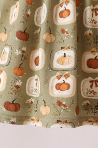 Pumpkin smocked ruffle pants set