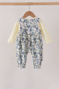 Vintage Floral Smocked Ruffle Romper Set